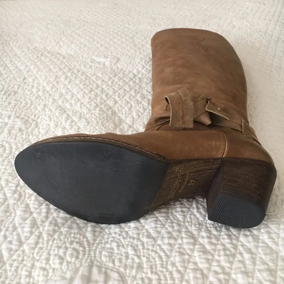 Anthropologie SixtySeven 67 Martingale Bow Leather Riding Boots Brown Women's - Picture 12 of 16